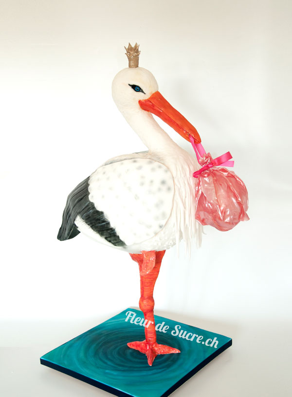 3D Torte Storch Baby Shower Torte Tauftorte